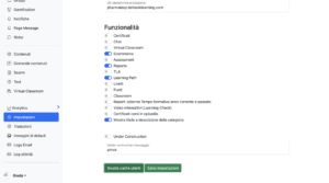 Funzionalità all'interno del back-end dove è possibile attivare la funzionalità ecommerce all'interno della piattaforma.